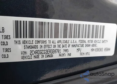 2014 Dodge Grand Caravan from USA, damaged, VIN 2C4RDGCG3ER320701